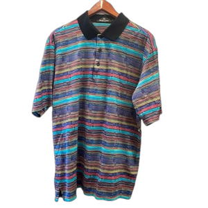 Bugatchi Uomo XL bright coloured striped branded short sleeve Wynn Golf shirt